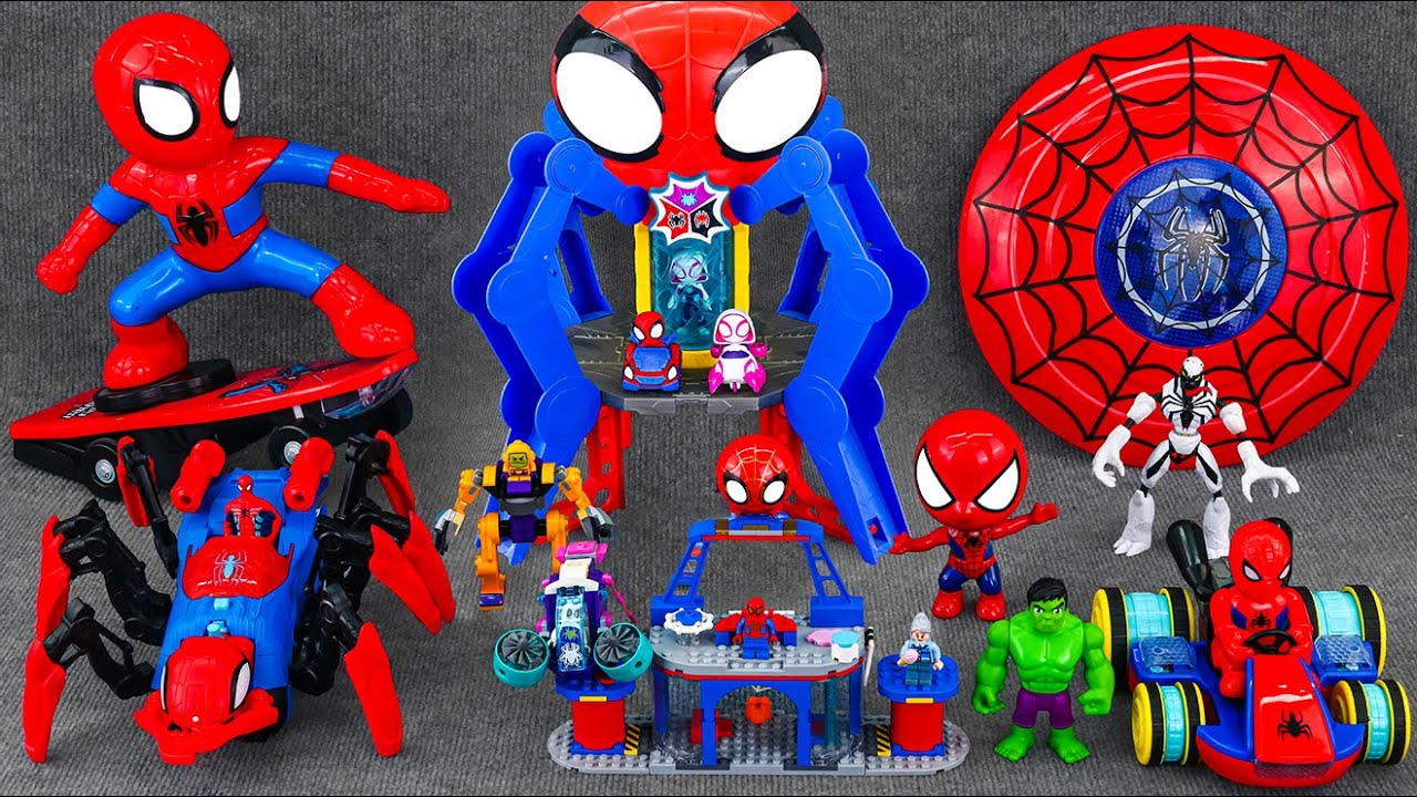 Marvel Spiderman Toys Unboxing Review | Web-Quarters vs Crawl N Blast Spider vs Spiderman Skateboard