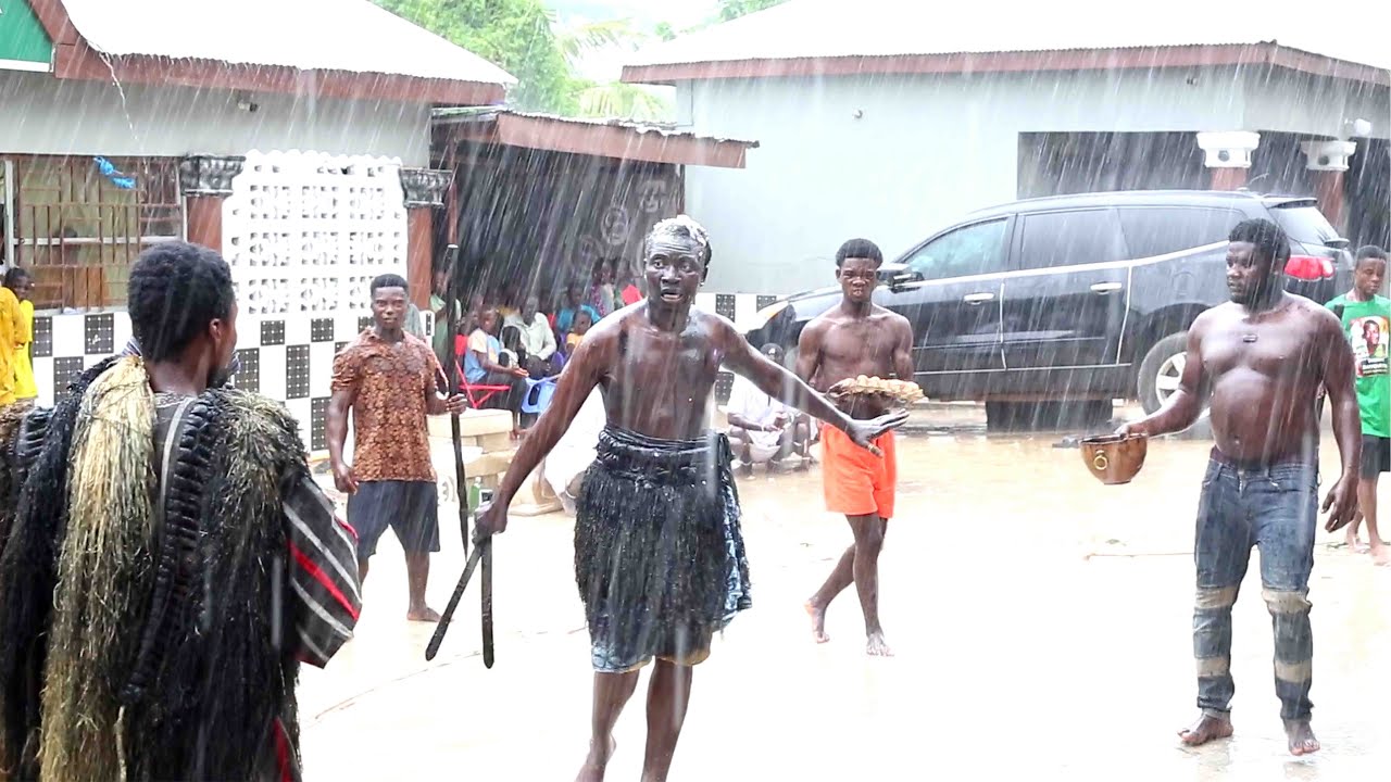 Bonsam kwakuo commands the clouds to rain,after shooting at a chicken on a tree