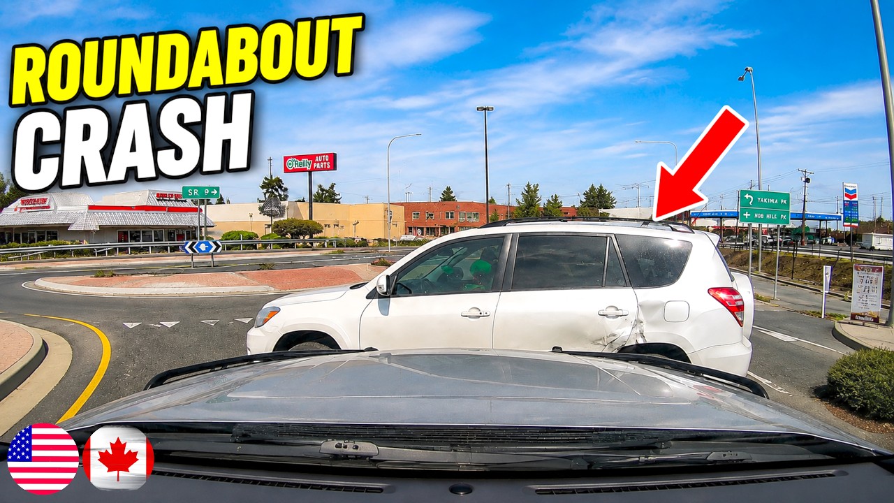 IMPATIENT CAR DRIVER CRASHES INTO ROUNDABOUT - 1040 | Driving Fails