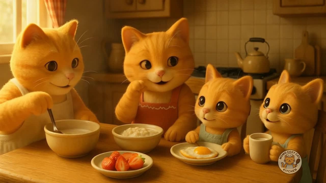 Happy Family Breakfast 🥞 | Cozy Cat Cooking ASMR | Momo Cozy Cat Kitchen
