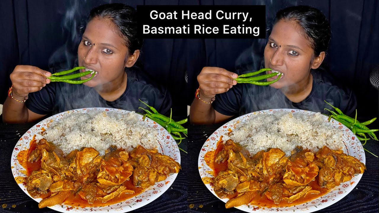 Goat Head Curry, Basmati Rice Eating Challenge | Video 125