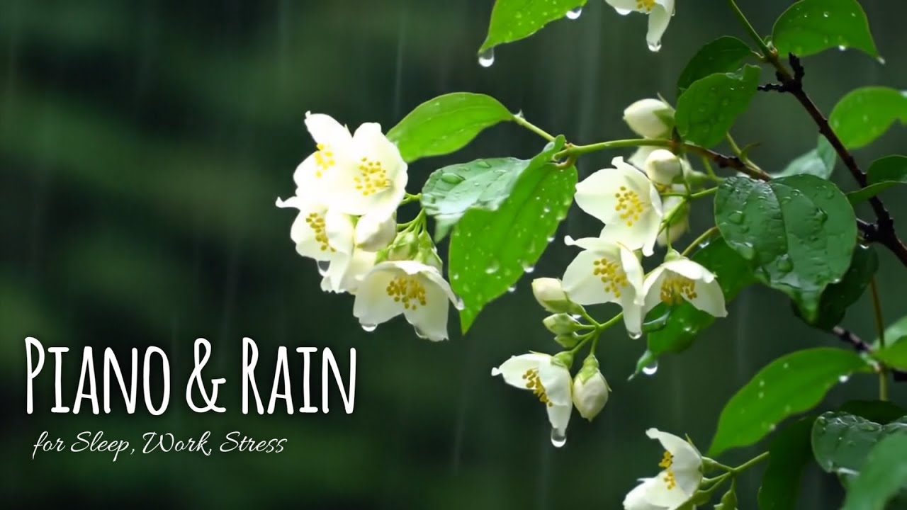 Relaxing Rain Sounds With Piano Music - Perfect for Sleep, Studying, Yoga, and Stress Relief