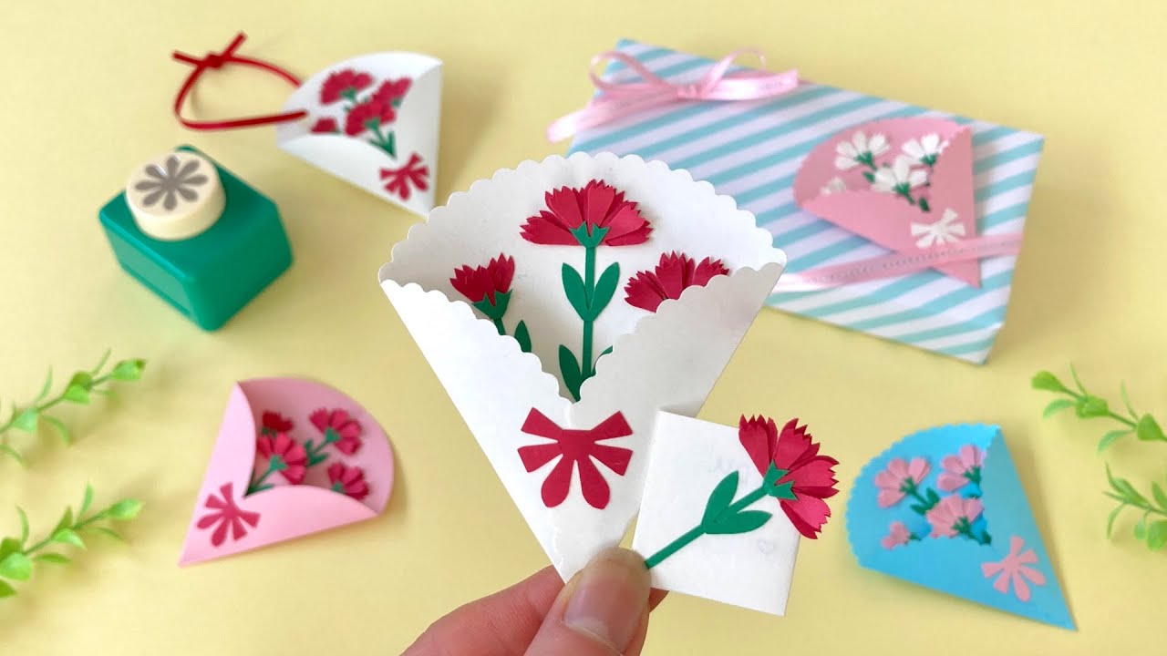 クラフトパンチで作るカーネーションの母の日カード/Carnation Mother’s Day Card