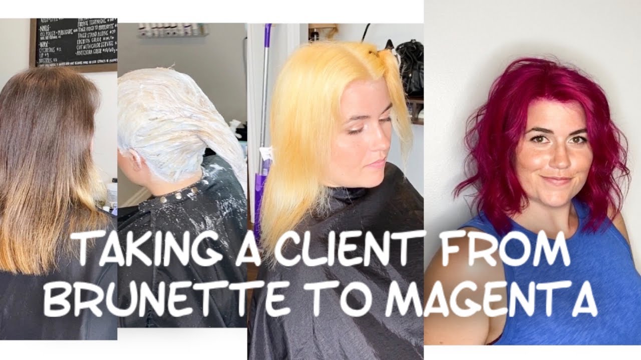 Dyeing a client's hair Magenta