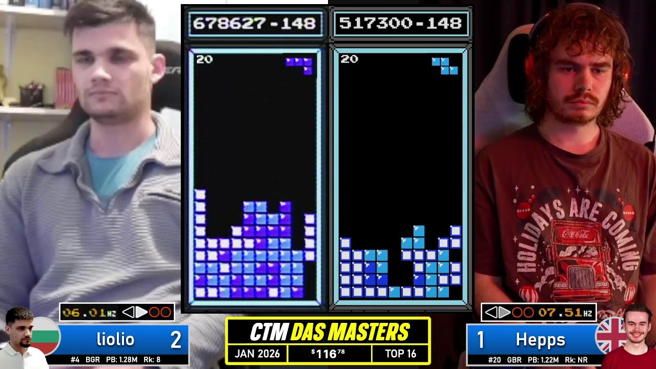 DAS MASTERS JANUARY 2026 | HEPPS LIOLIO | TOP 16 BLUE | CLASSIC TETRIS MONTHLY