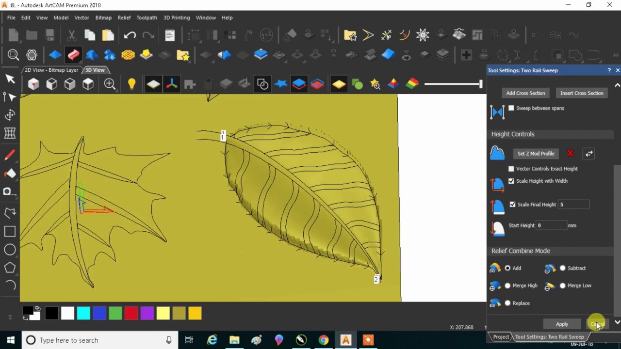 Leaf Design3D tile  artcam created by artcamhindi.com