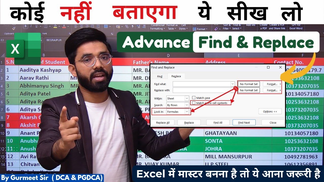 Excel Advanced Find & Replace in Hindi | How to use Find and Replace in Excel