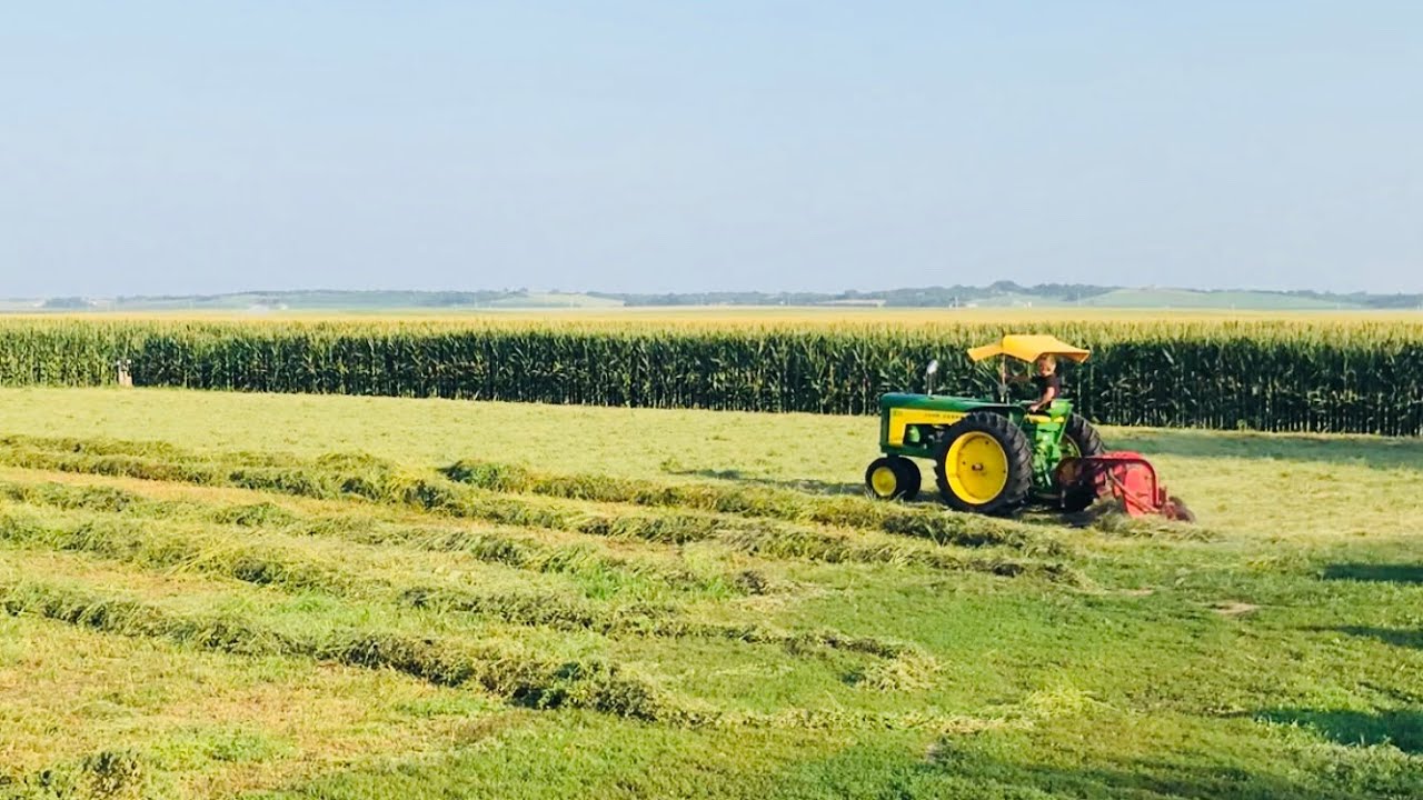 Cutting And Raking Alfalfa With The 1959 John Deere 630 Tractor