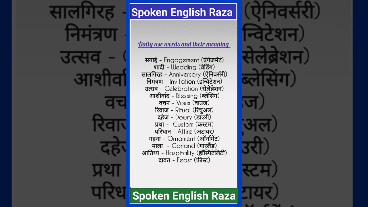 Basic Words for Spoken English |English speaking  