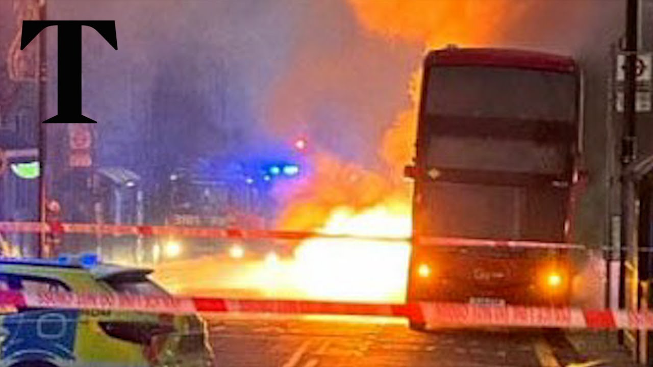 Electric bus bursts into flames in London's rush hour