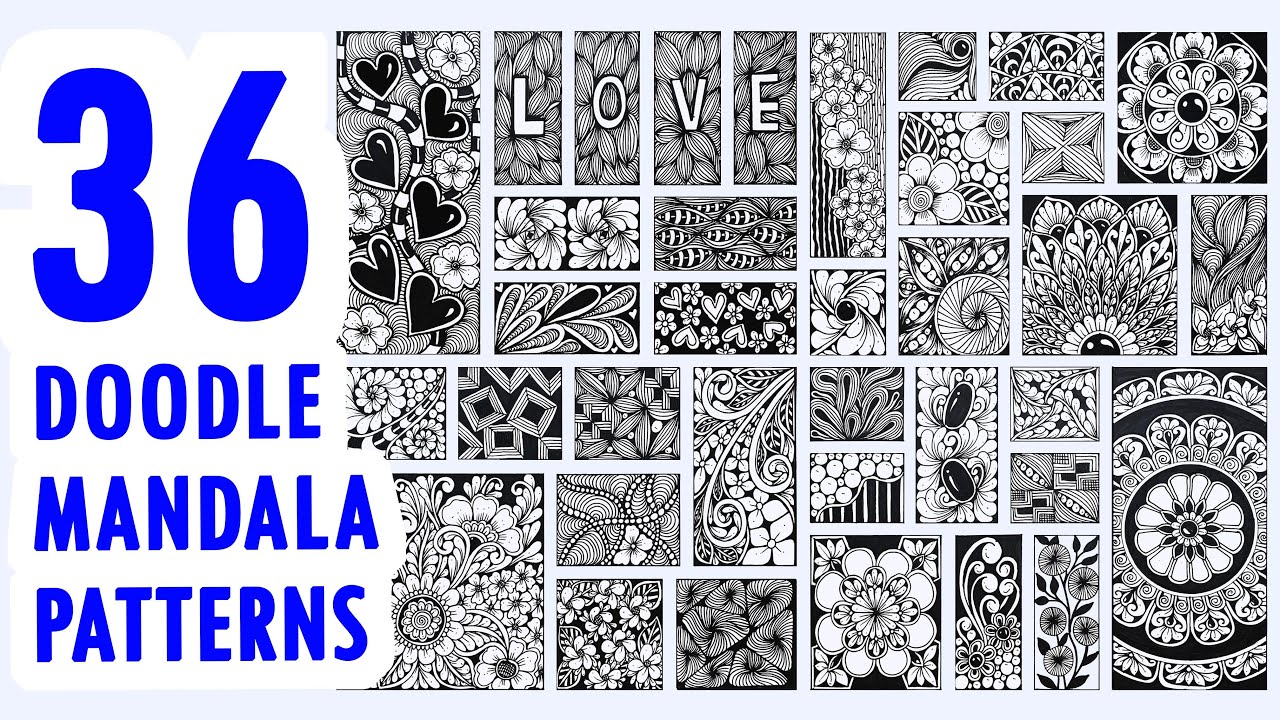 36 Zentangle | Doodle | Tangle | Mandala Ideas For Beginners