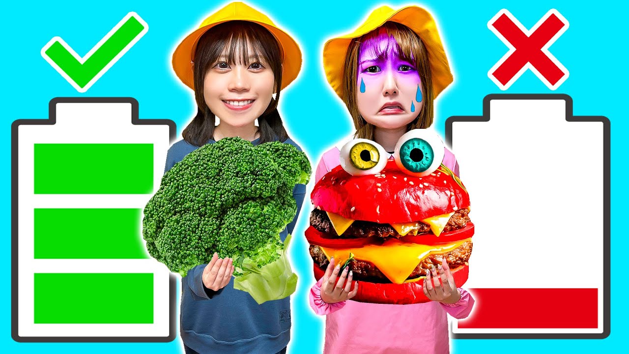 【寸劇】やさい vs ハンバーガー！幼稚園児の妹がお野菜食べない…きらいな食べ物残しちゃダメ！好き嫌いしていたら…ハンバーガーモンスターに食べられちゃった⁉︎