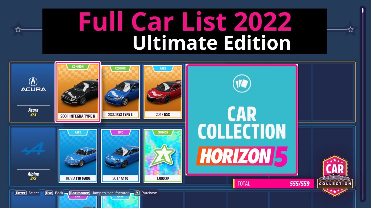 Forza Horizon 5 Ultimate Edition Cars 2022