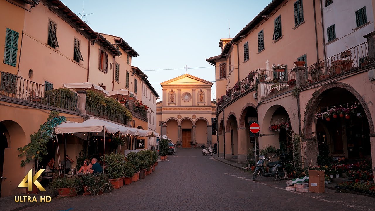 Greve, Italy • Beautiful Walk in Small Town in Chianti • 4K City Ambience
