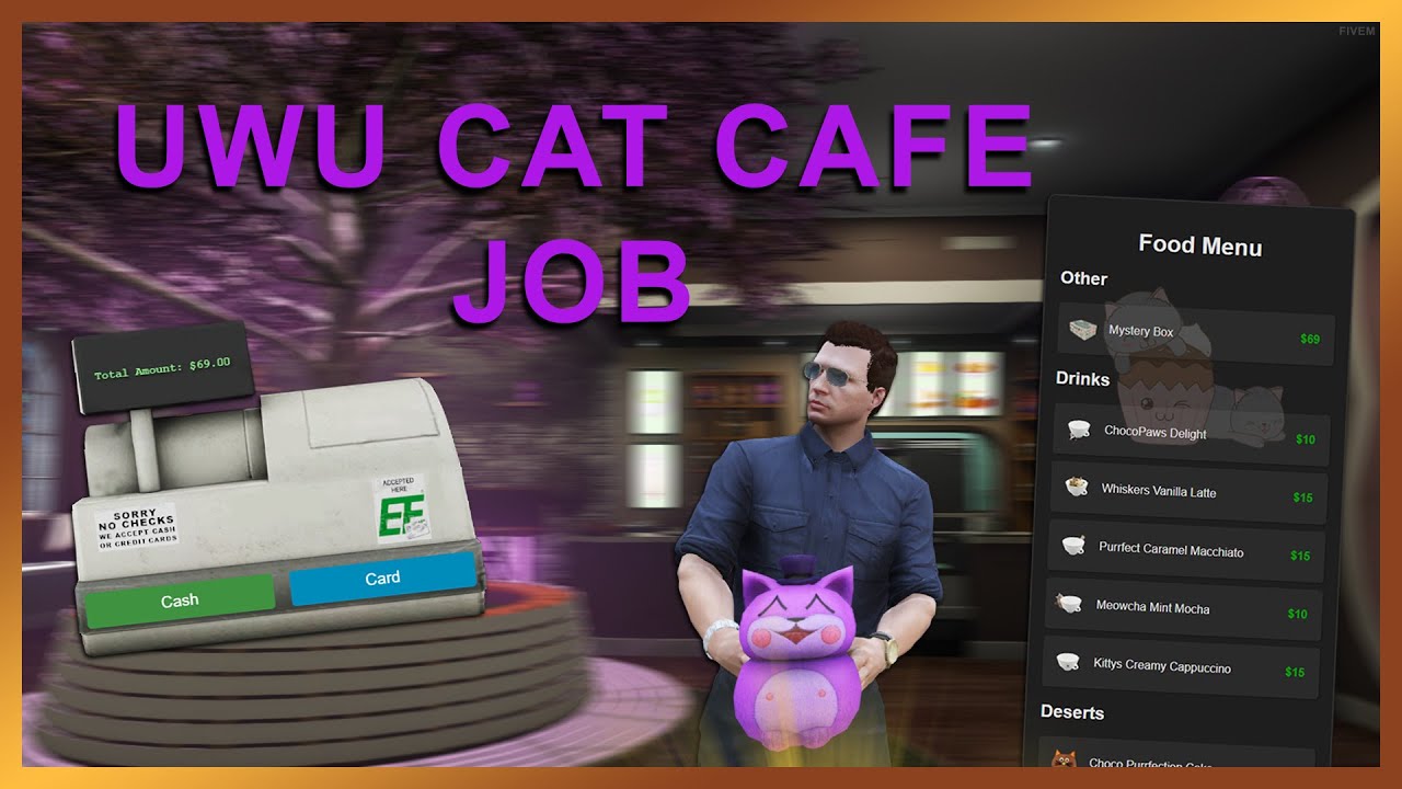 FiveM Script | UWU Cat Cafe Job [ESX/QB/QBOX] | FIVECODE SCRIPTS