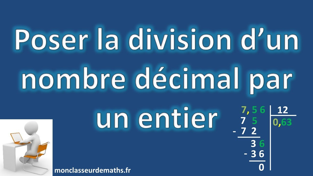 Poser la division d'un nombre décimal par un entier