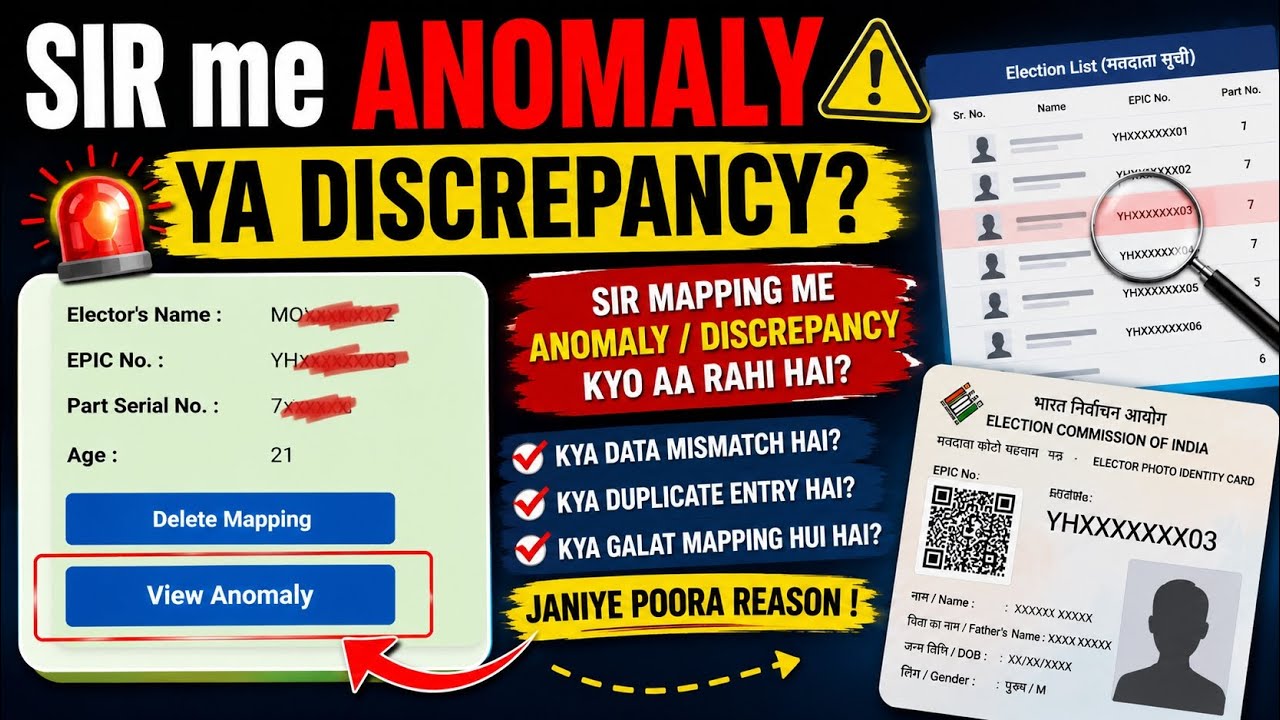 SIR Mapping Me Anomaly Ya Discrepancy Kyu Aati Hai? | View Anomaly Meaning | Voter ID SIR 2026
