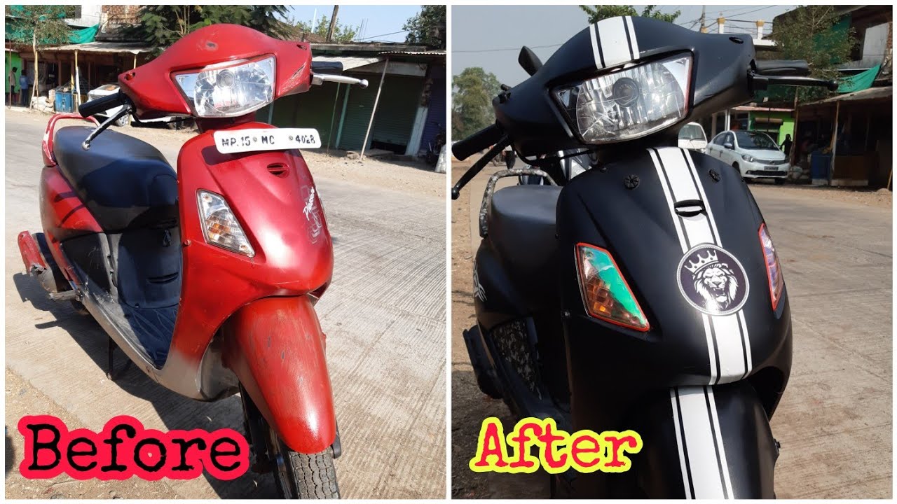 Hero Pleasure Scooty Modified / Scooty  Matte Black Spray work / Radium Modified pleasure scooty