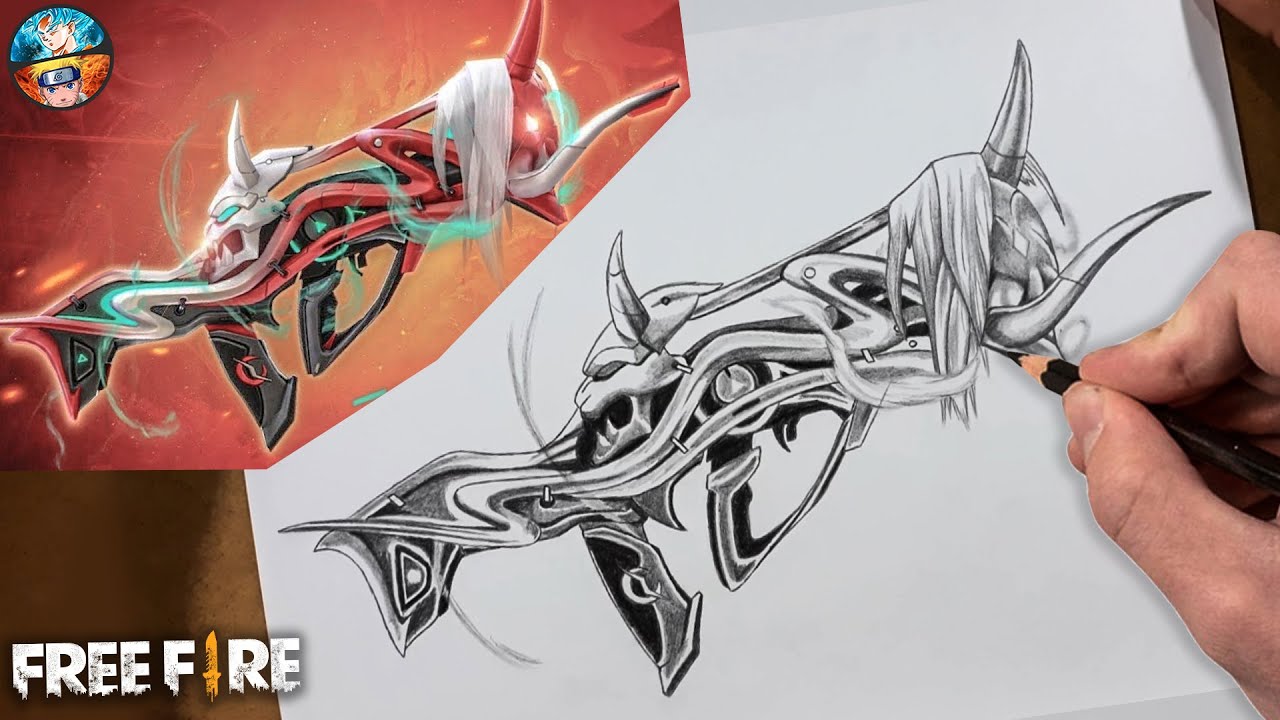 FREE FIRE DRAWING NEW EVO FAMAS DEMONIC GUN SKIN LEVEL 7 HOW TO DRAW FREE FIRE FF - Gambar Free fire