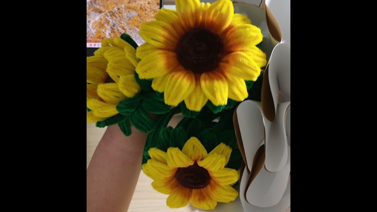 Girasol con Limpia Pipas Fáciles Parte 2 Final ❤️ DIY Regalo                           #girasoles