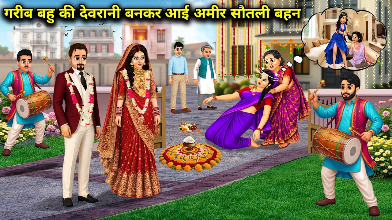 गरीब बहु की देवरानी बनकर आई अमीर सौतेली बहन || Cartoon Videos || The rich step sister came as the si
