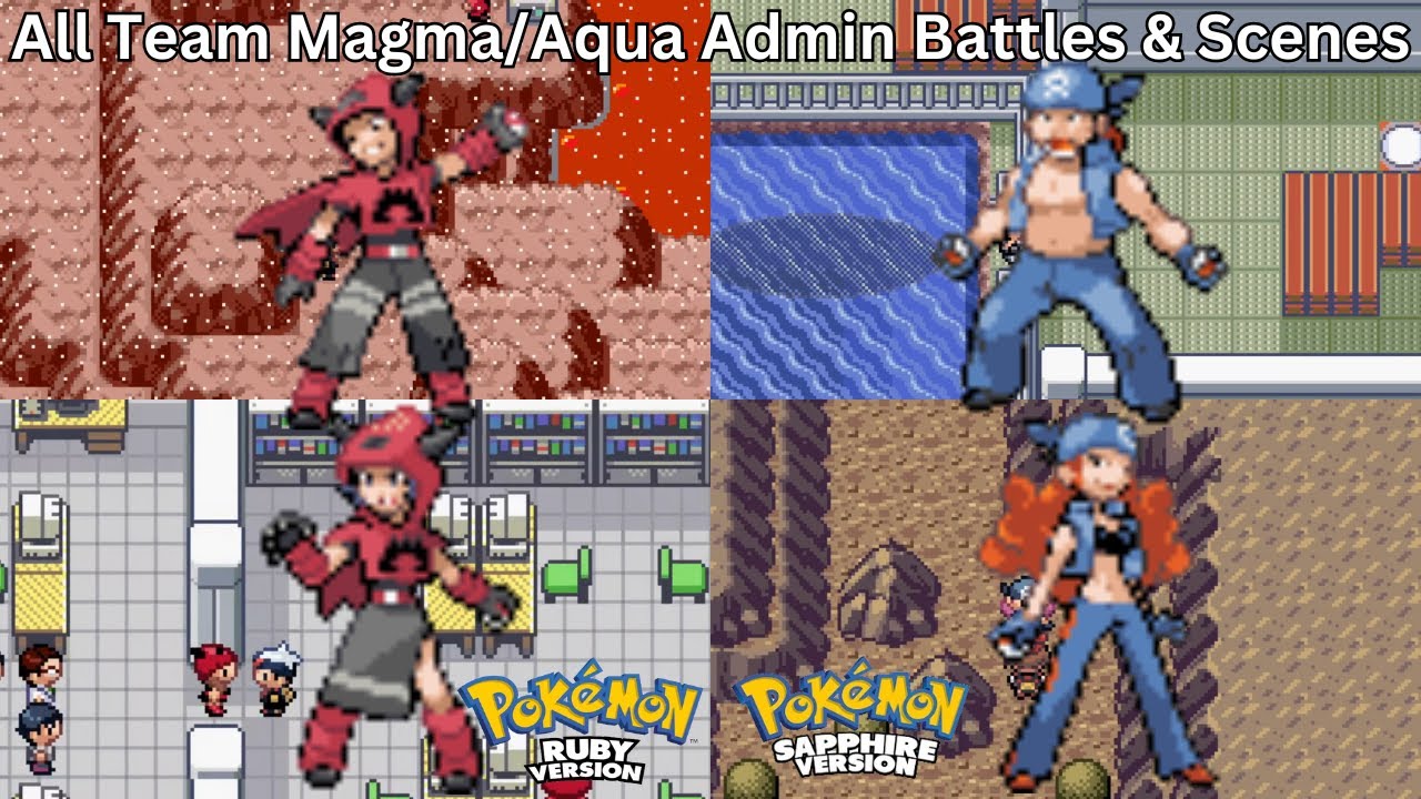 Pok&eacute;mon Ruby & Sapphire - All Team Magma/Aqua Admin Battles & Scenes