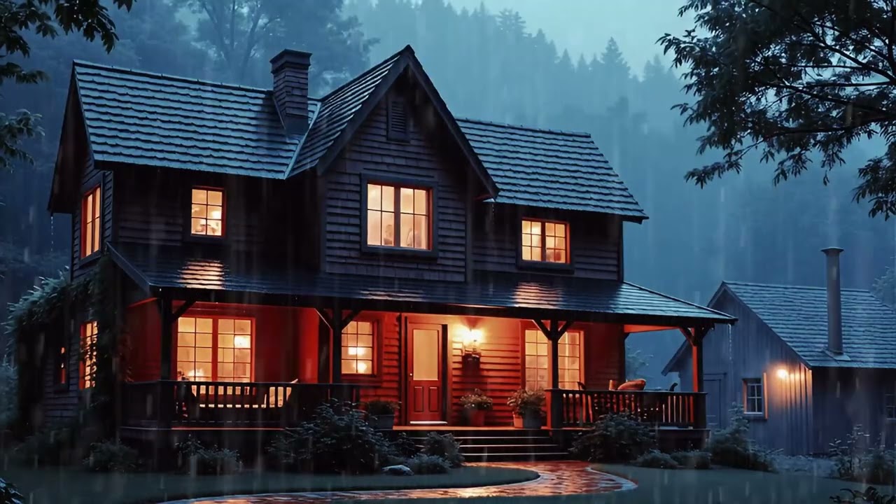 Heavy Rain & Thunder on a Cozy Country Cottage | Dark Stormy Night Ambience for Sleep 10 hours
