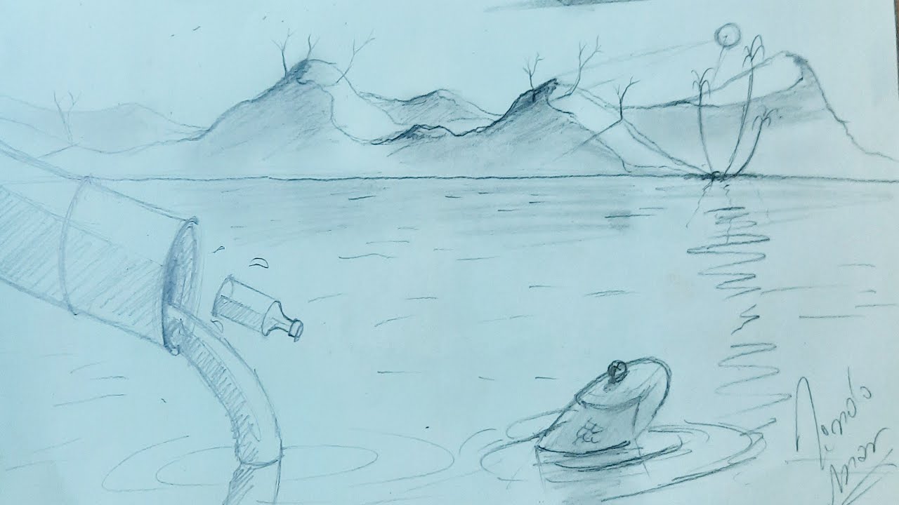 como desenhar uma paisagem de poluição