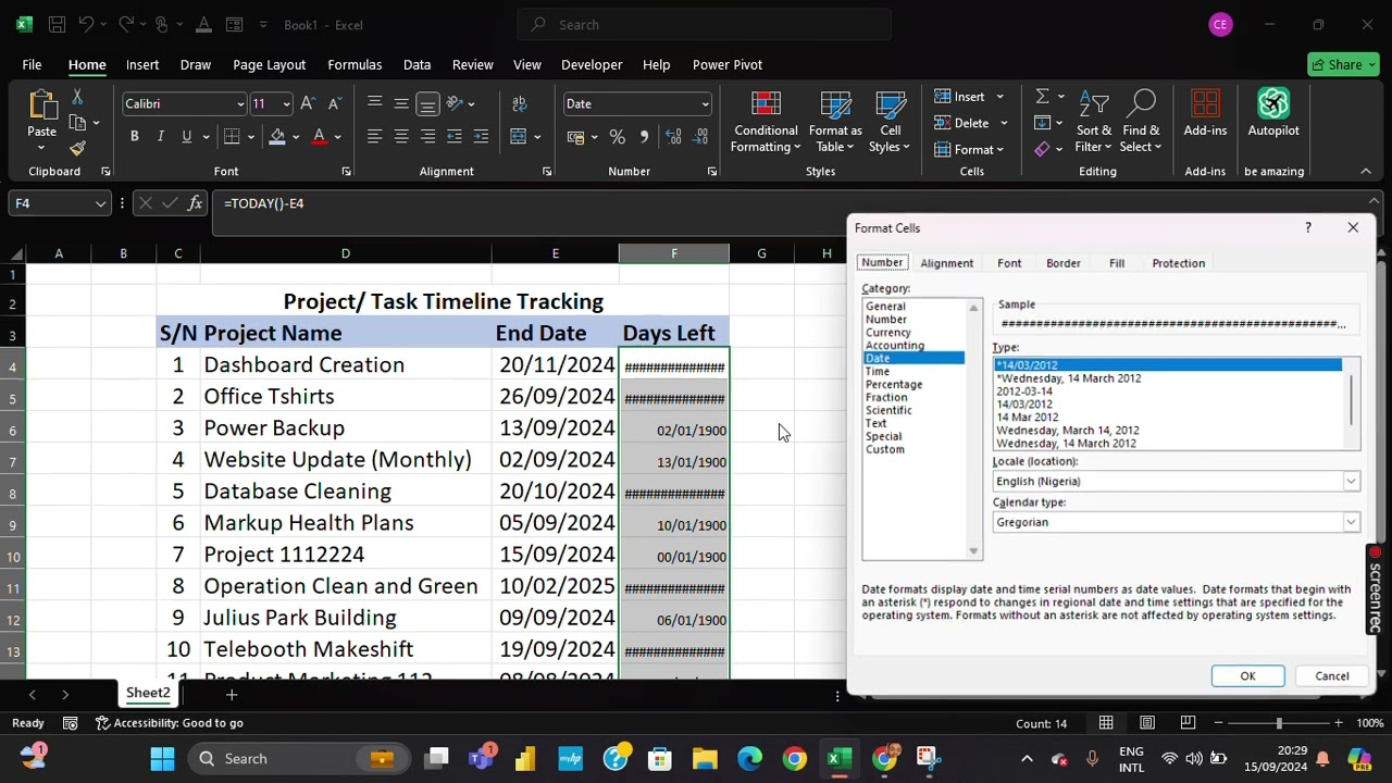 Master Project Deadline Tracking: Create an Automated End-Date Timeline in Excel!