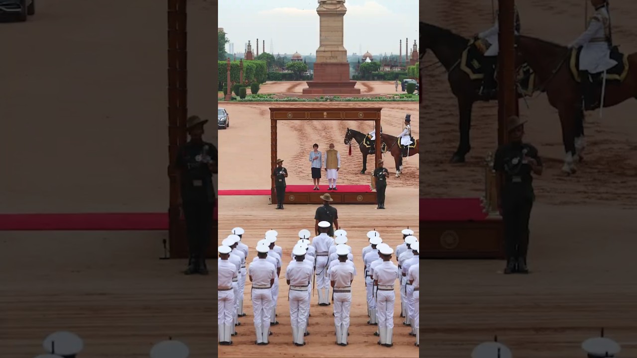 PM Modi attends the ceremonial reception of Japanese PM Sanae Takaichi | #shorts