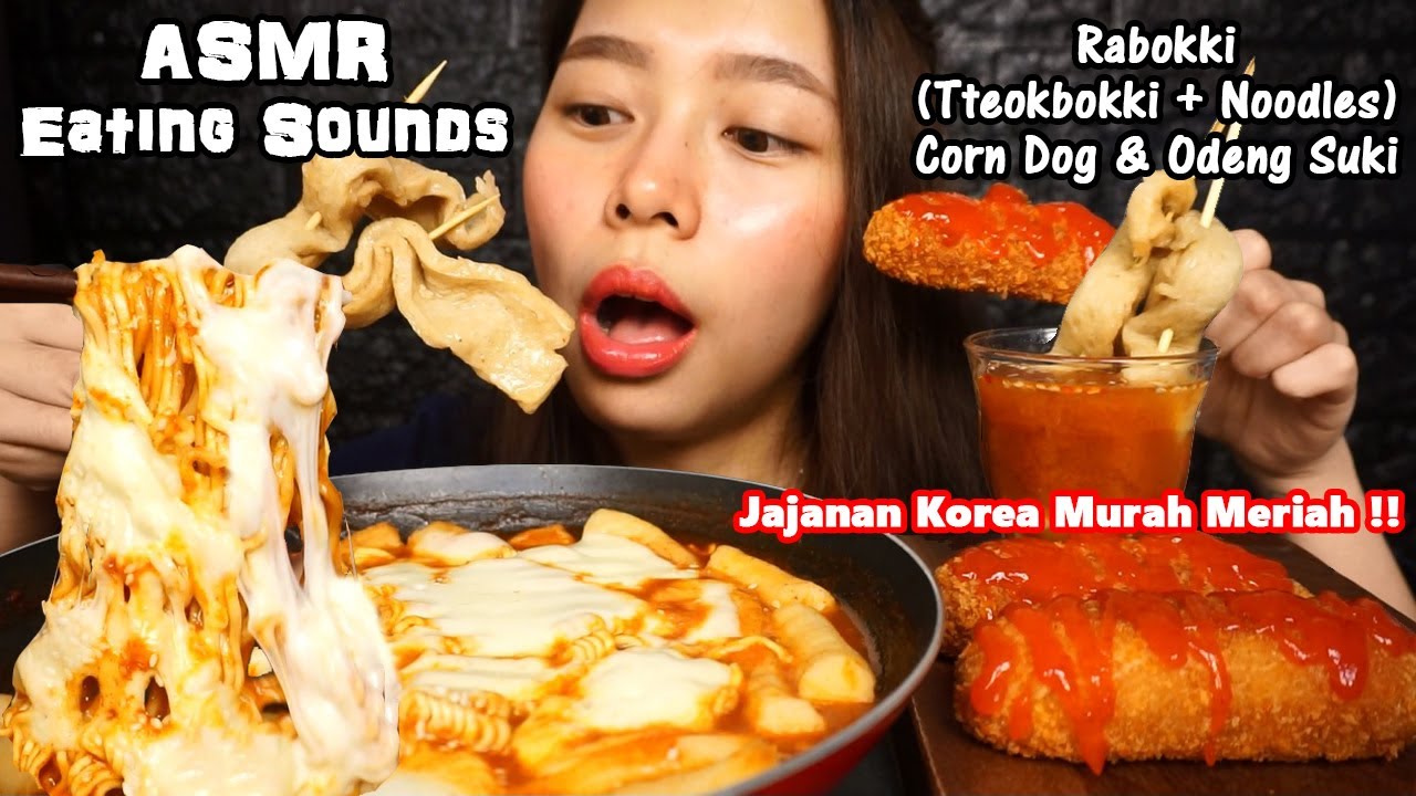 ASMR Jajanan Korea (Rabokki EXTRA MOZZARELLA, Corn Dog & MORE) | Eating Sounds | No Talking