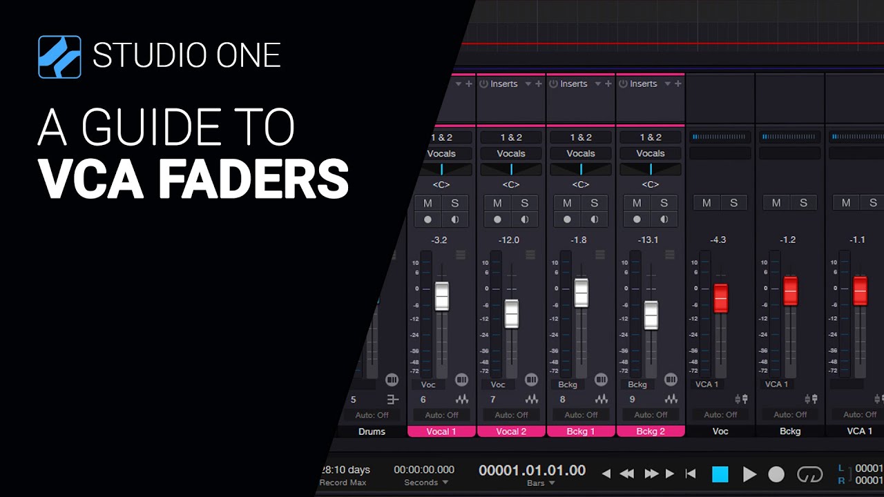 Understanding VCA FADERS Studio One 6 - walkthrough tutorial