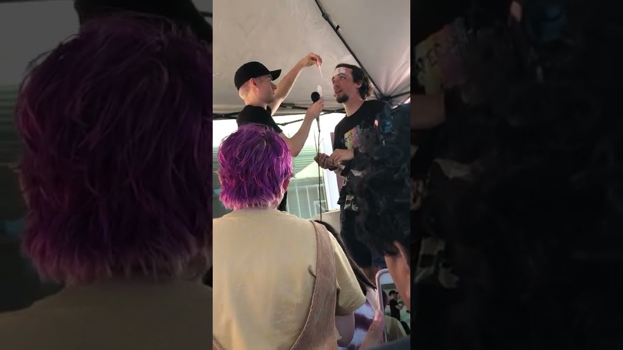 Awsten Knight putting makeup on a trash can, doing magic tricks, and cutting hair for half an hour