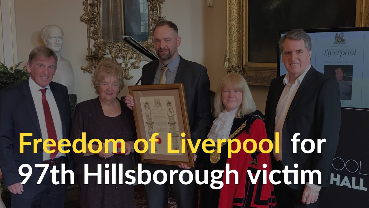 The 97th Hillsborough victim, Andrew Devine, has been posthumously awarded Freedom of Liverpool
