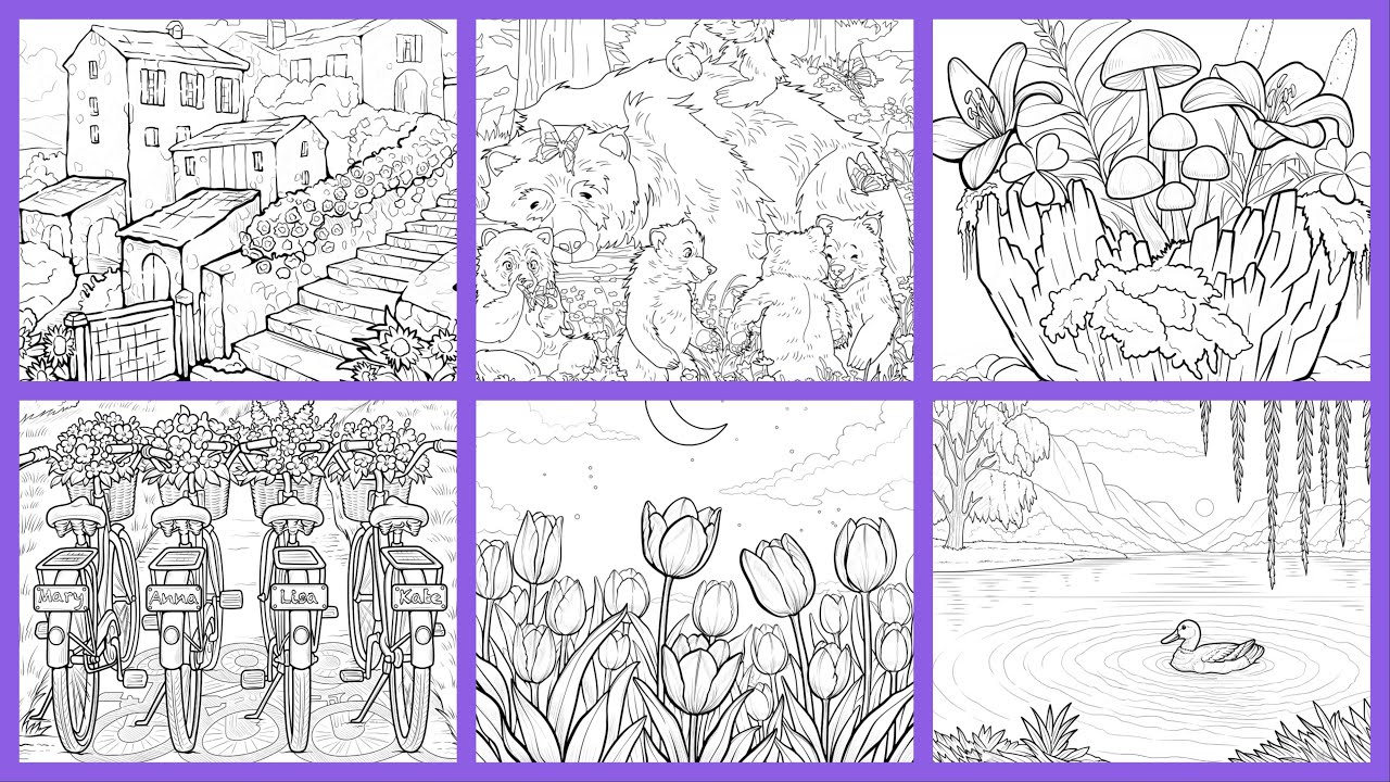 Color by Number Relaxing Special Picture Collection Village Street Cub Bears Zen Color #coloringbook