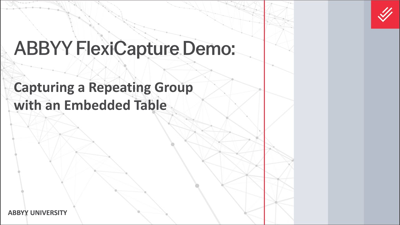 Демонстрация ABBYY FlexiCapture: захват повторяющейся группы с помощью встроенной таблицы.