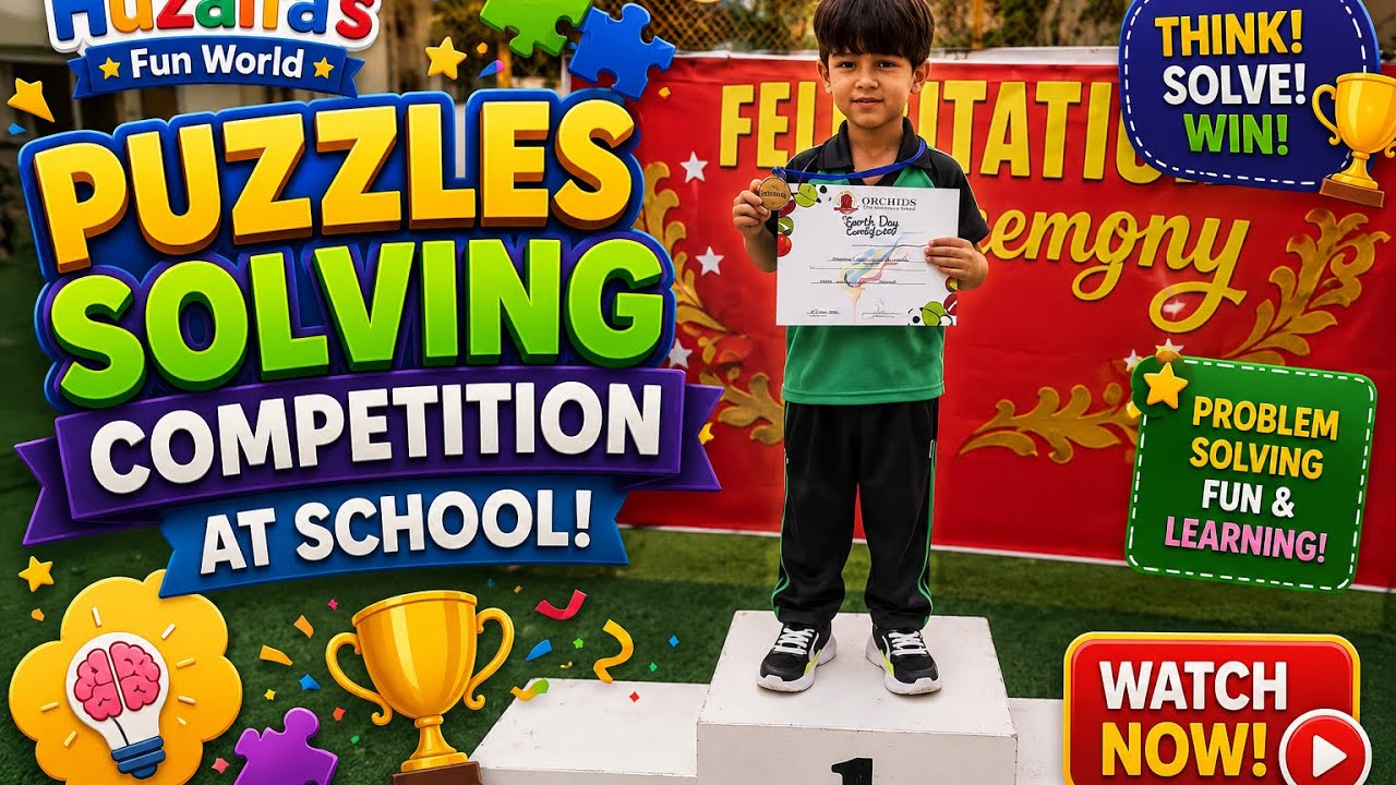 Huzaifa became the winner in puzzle competition in Orchids International School