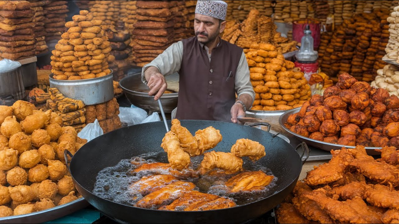 FAMOUS PESHAWARI SPICES FRIED FISH & FRIED CHICKEN RECIPE & MAKING - EXTREMELY FRIED FISH & CHICKEN