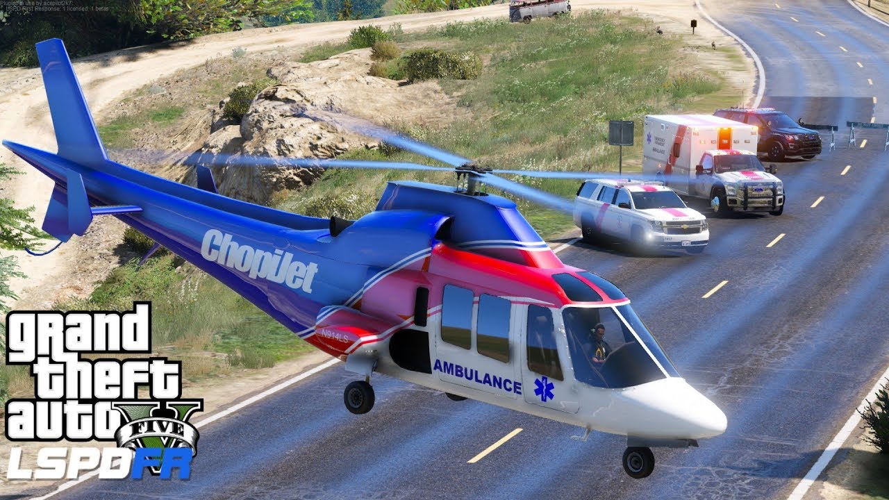 GTA 5 LSPDFR EMS #25 | MEDEVAC Helicopter Flight Paramedic Responds To Accident | Medical Evacuatio