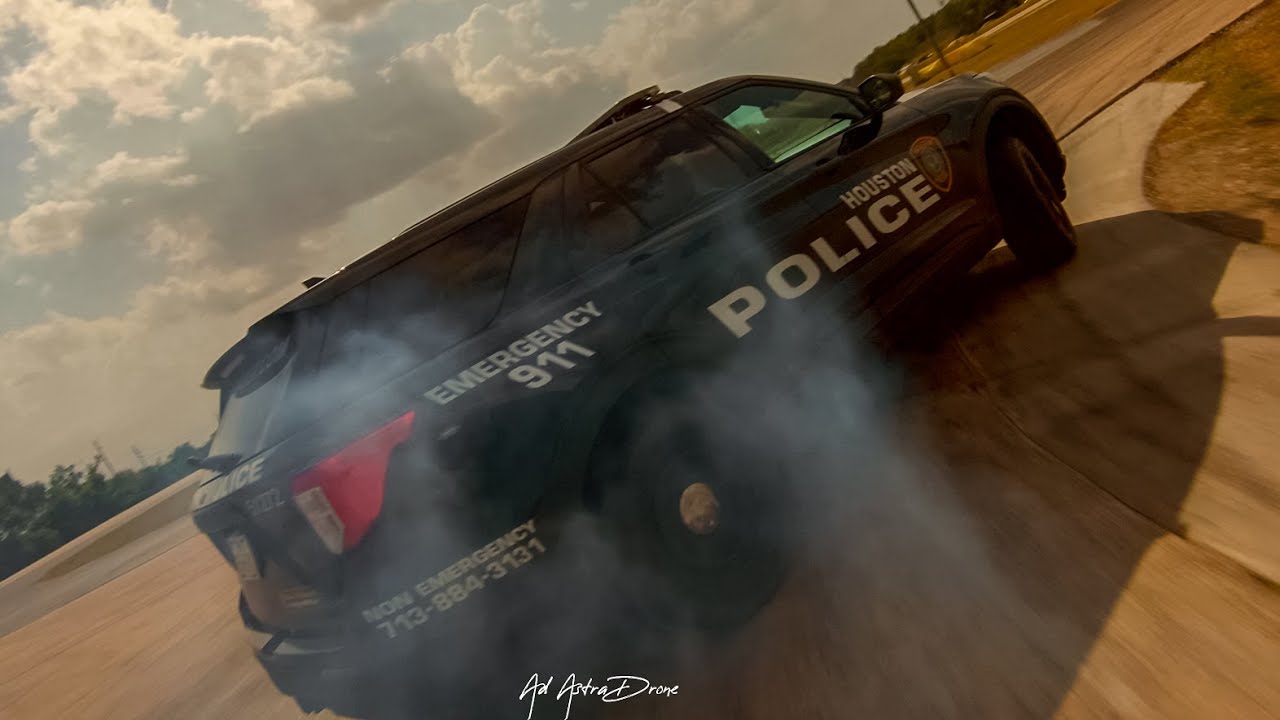 HPD EVOC instructor incredible drifting/driving skills at Houston Police Academy |4K FPV Drone Video