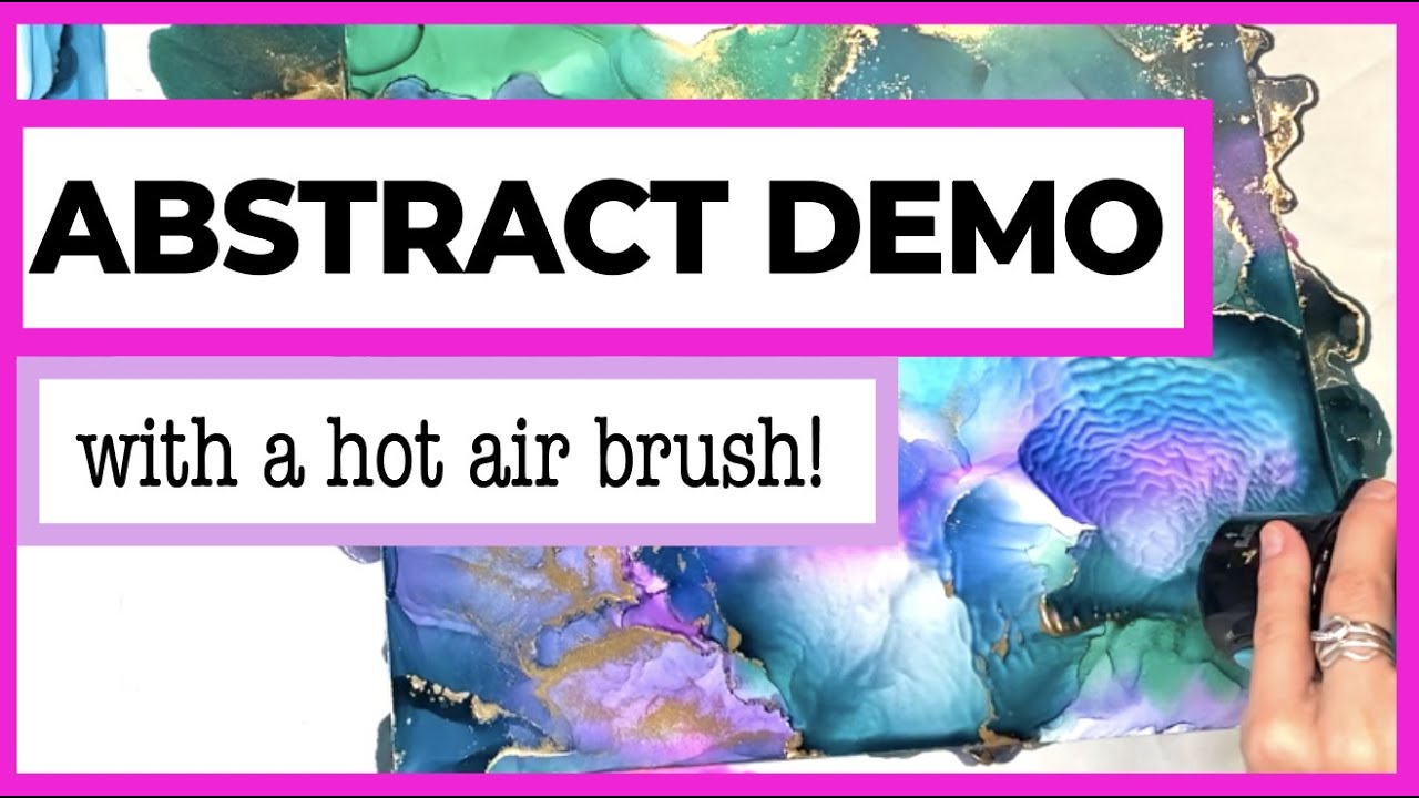 #19: Abstract fluid art demo || Using a hot air brush || alcohol ink timelapse