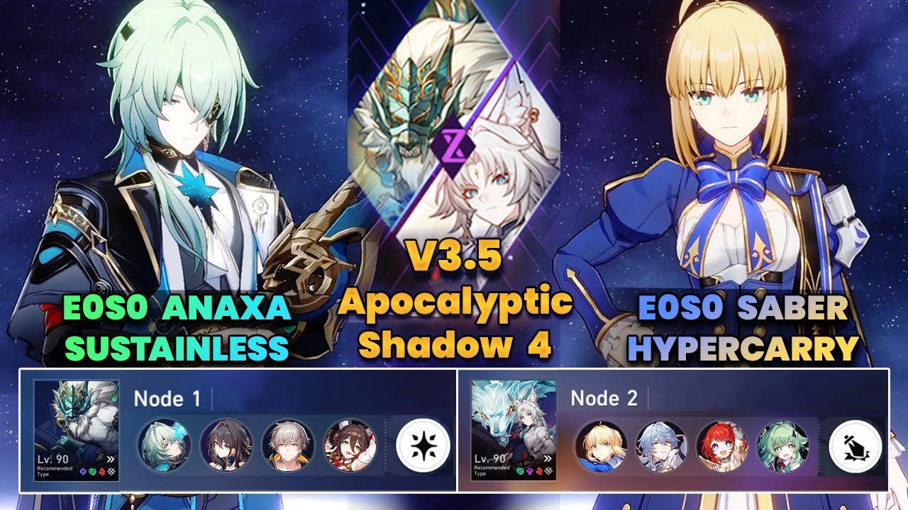 E0S0 Anaxa Sustainless & E0S0 Saber Hypercarry | Apocalyptic Shadow | 3 Stars | V3.5 | HSR |