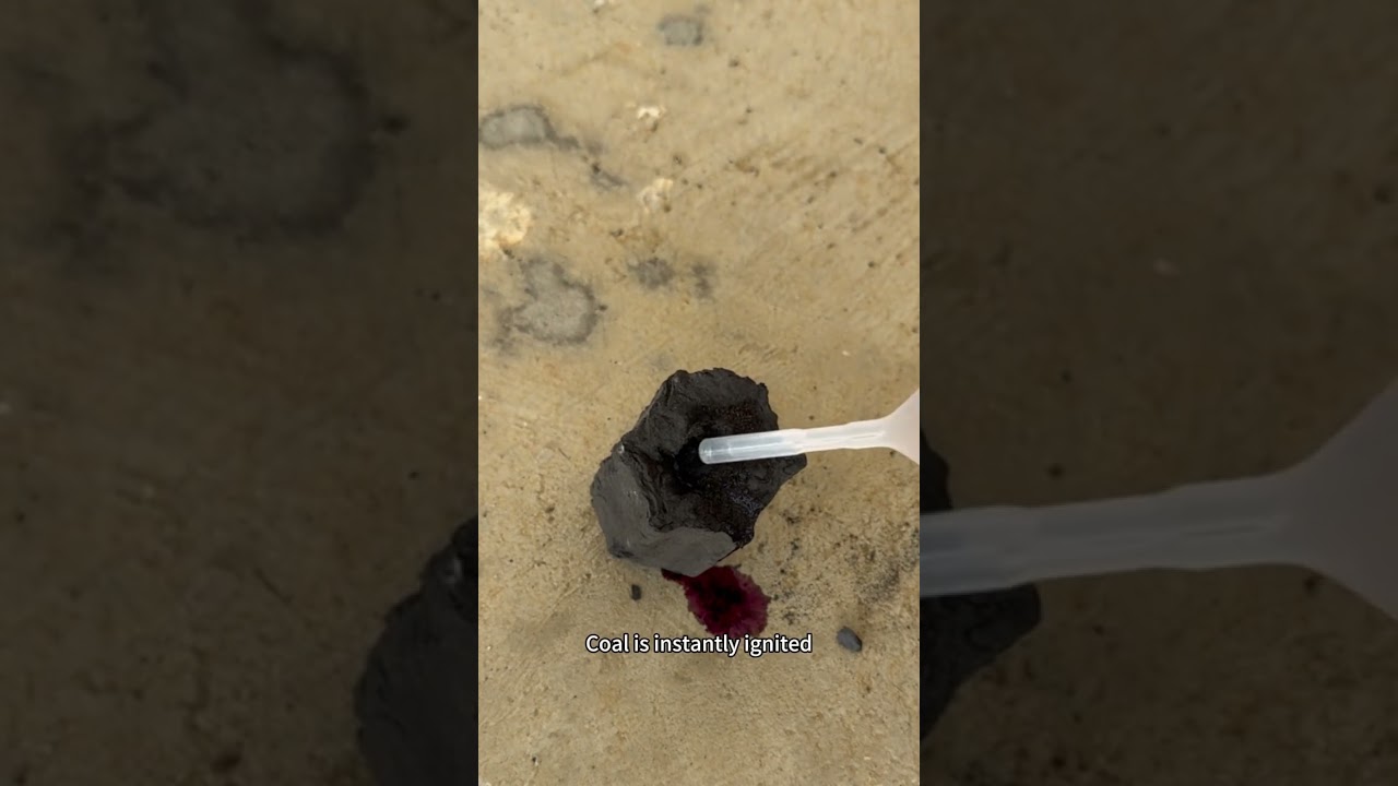 Potassium Permanganate Ignites Coal: Fire from Chemistry! #chemistryexperiment #oxidationreaction