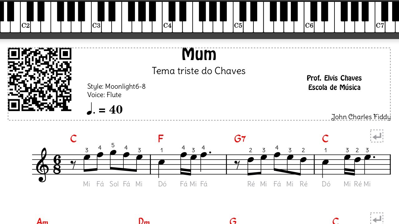 🎼 Mum - Tema triste do Chaves (1) - 6623 - Tutorial Partitura F&aacute;cil