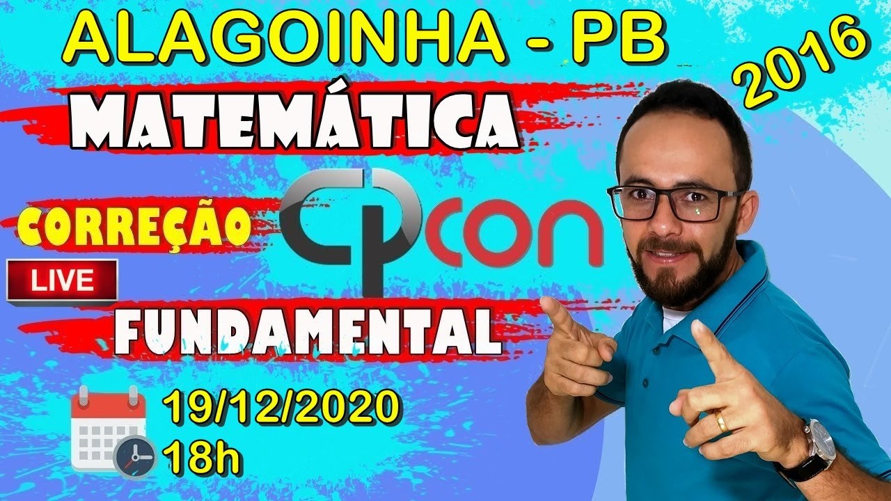 CPCON 2016 - FUNDAMENTAL - ALAGOINHA-PB - MATEMÁTICA (CORREÇÃO COMPLETA)