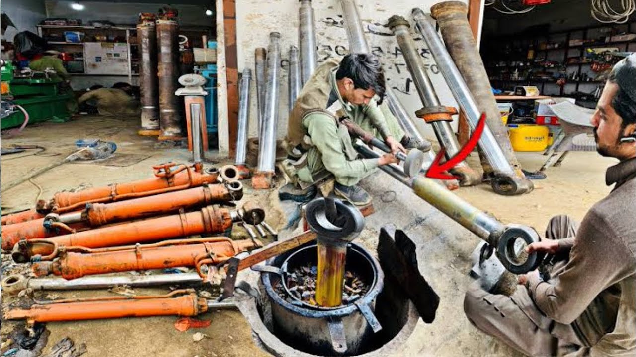 Amazing hydraulic cylinder chrome plating process || simple repairing trick