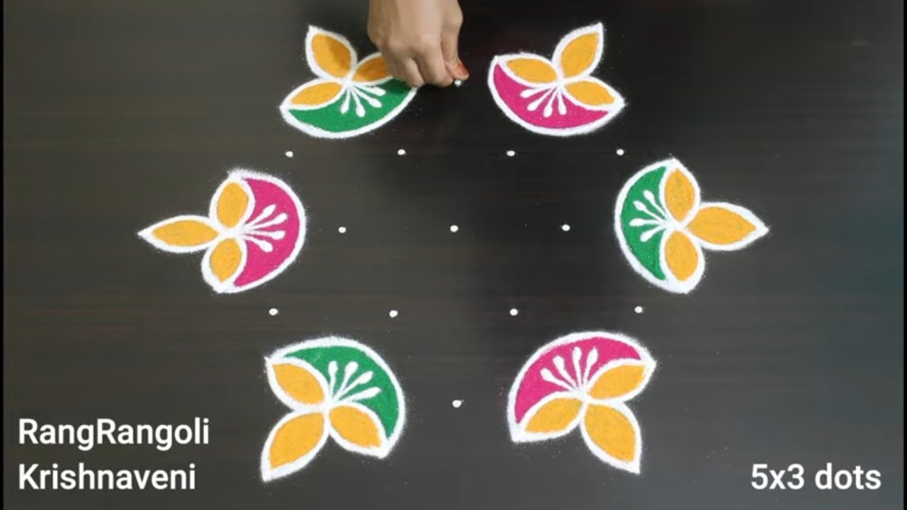 Diwali Special Rangoli🌺5x3 dots Deepavali Muggulu🌺Diwali Kolam 2025🌺RangRangoli Krishnaveni