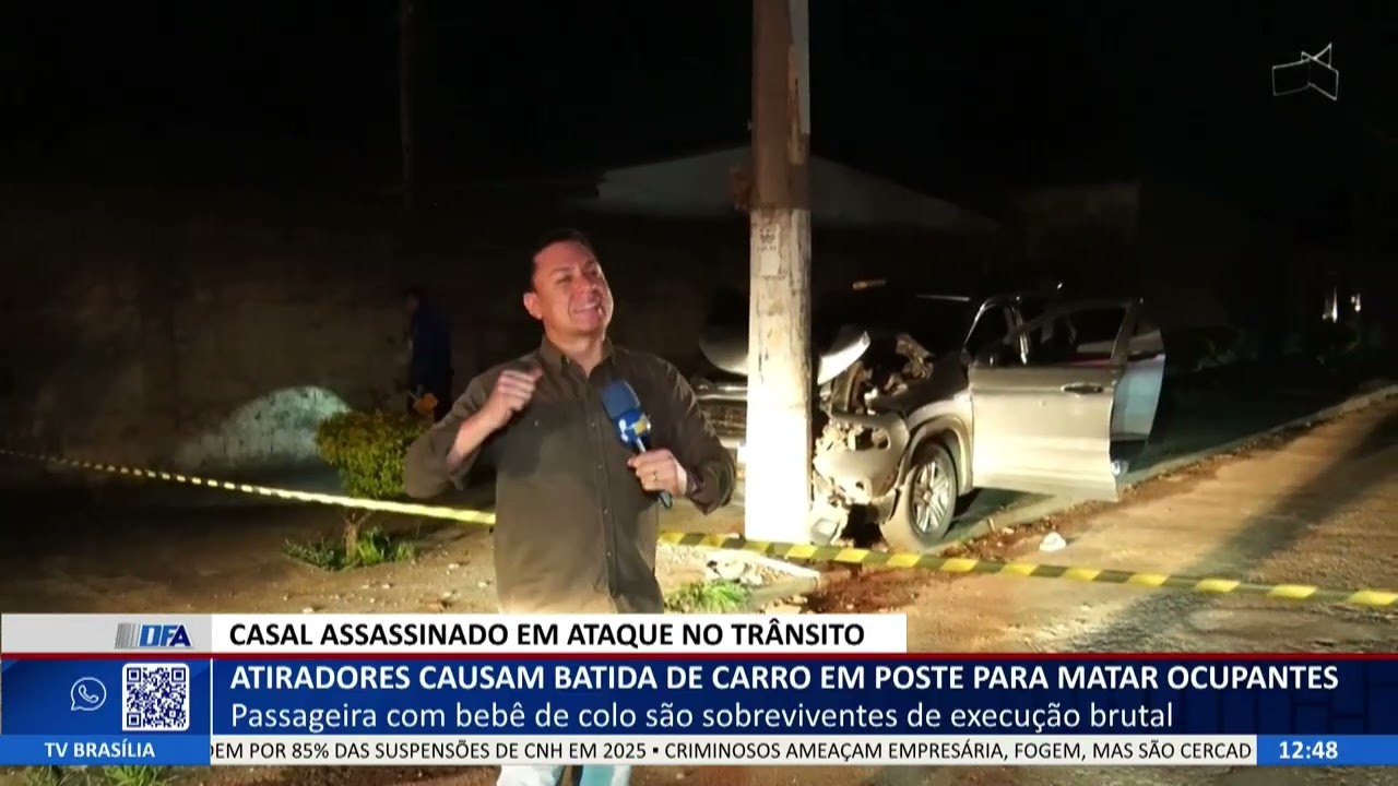 DF ALERTA - Atiradores causam batida de carro em poste para matar ocupantes