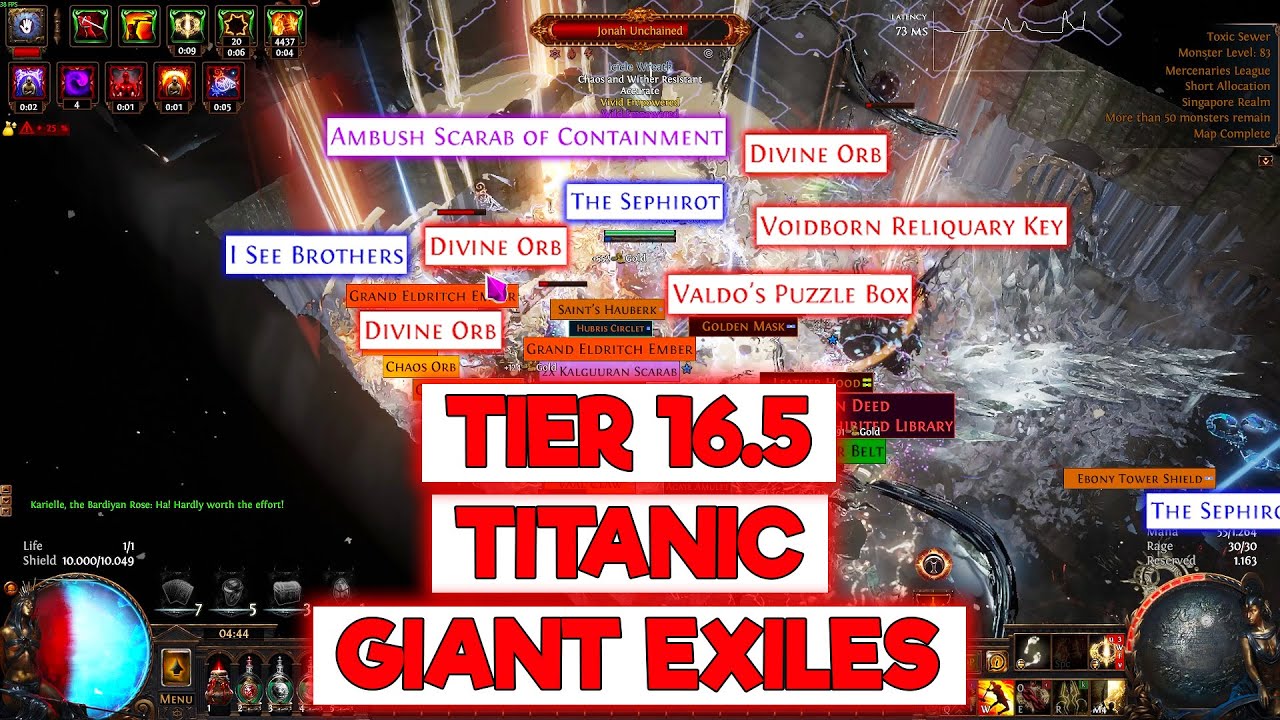 TIER 16.5 100%++ CURRENCY TITANIC GIANT ROGUE EXILES WITH 2000 WISPS - POE 3.26