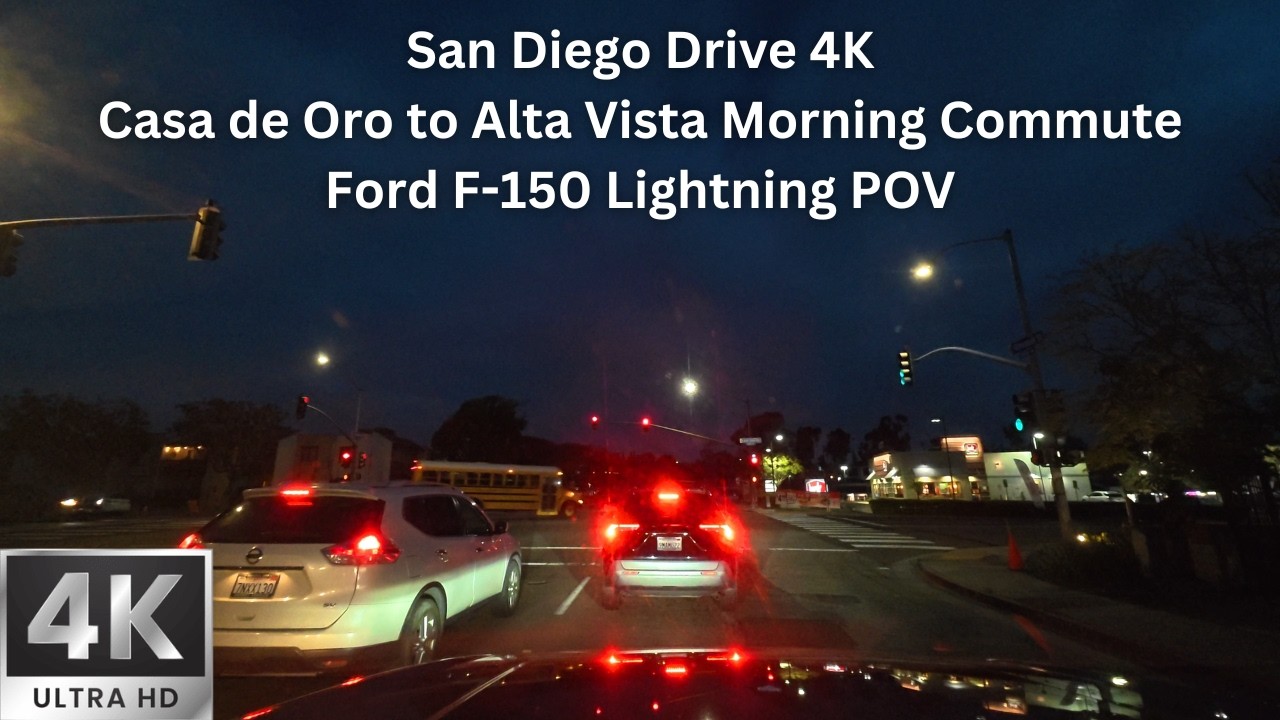 San Diego Morning Commute 4K | Casa de Oro to Alta Vista (6 AM) | Ford F-150 Lightning POV